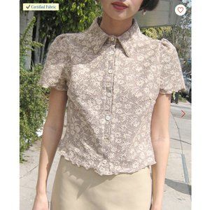 Lisa Says Gah Sabrina Short Sleeve button up top - NWT Size S